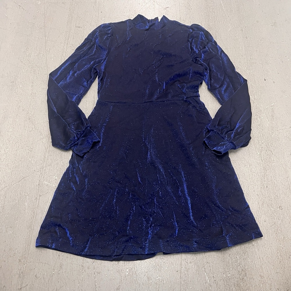 Women's Navy Blue Long Sleeve Sparkle Dress